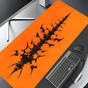Orange Black Gothic Spiked Thorn Large Gaming Mouse Pad, Washable Rubber Extended Desk Mat with Non-Slip Base, Girly Aesthetic Home Office Decor, Mouse Pads for Desk, Desk Accessories, Christian Gifts for Women