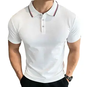 2026 Summer Men's Casual Ice Silk Short-sleeved T-shirt New Seamless Polo Shirt Solid Color