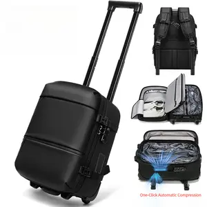 Expandable Vacuum Compression Rolling Backpack - Large Capacity Carry-On Luggage, Dual-Use Handheld Bag for Business Travel