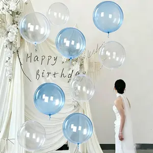 10pcs/20pcs 18-Inch Blue Crystal Balloons + Transparent Balloons, Perfect for Parties and Events, Durable and High-Quality Design