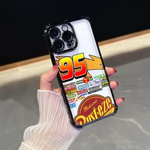 1 piece of Lightning McQueen phone case, electroplated four-corner shockproof phone protective case, fashionable and creative trendy iPhone phone case, suitable for iPhone 17 Pro Max, compatible with iPhone 7-17 series/Pro/Pro Max/Plus/Air/E/Mini/X/XS/XR
