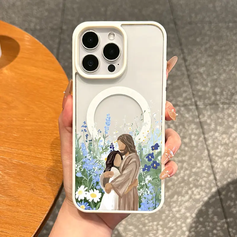 MagSafe Magnetic Ultra-Thin Blue Bloom TPU Phone Case, Shockproof Anti-Drop Protective Cover Compatible with iPhone 11-17 Series & Samsung S22-S26