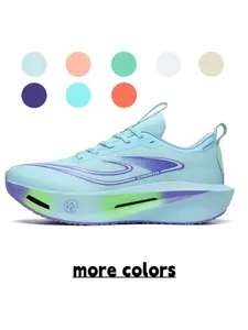 Unisex Ice Blue-Purple Gradient Professional Marathon Running Shoes: Full Carbon Plate + Ultra-Light Breathable, Racing Training Sneakers