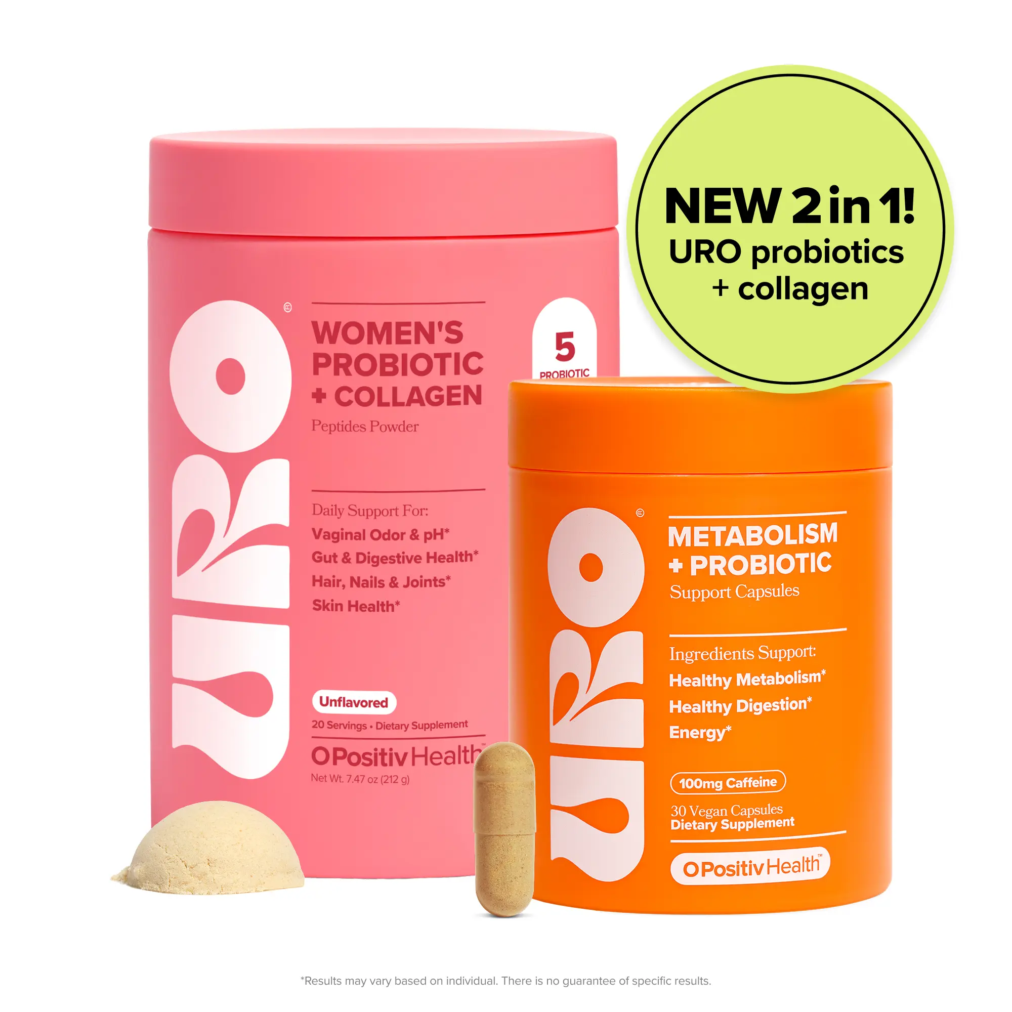 URO Total Body Glow Bundle: Probiotic + Collagen Powder with Metabolism Support Capsules for Skin, Hair, Nails & Gut URO Total Body Glow Bundle: Probiotic + Collagen Powder with Metabolism Support Capsules for Skin, Hair, Nails & Gut