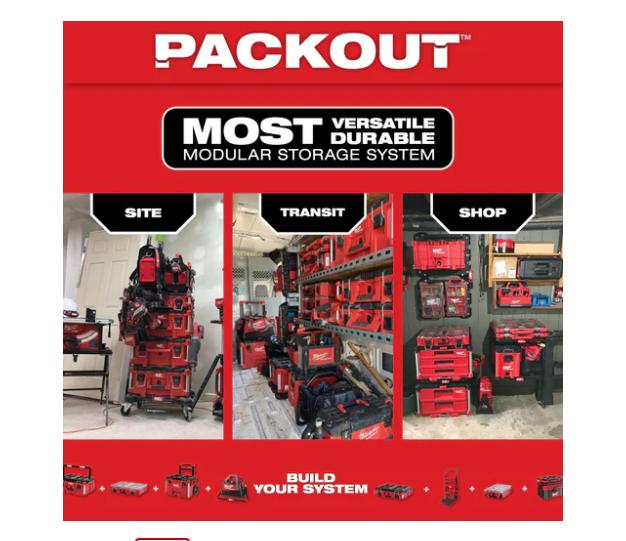 Milwaukee 48-22-8424 75-Pound Capacity Polymer Packout Standard Tool Box - New