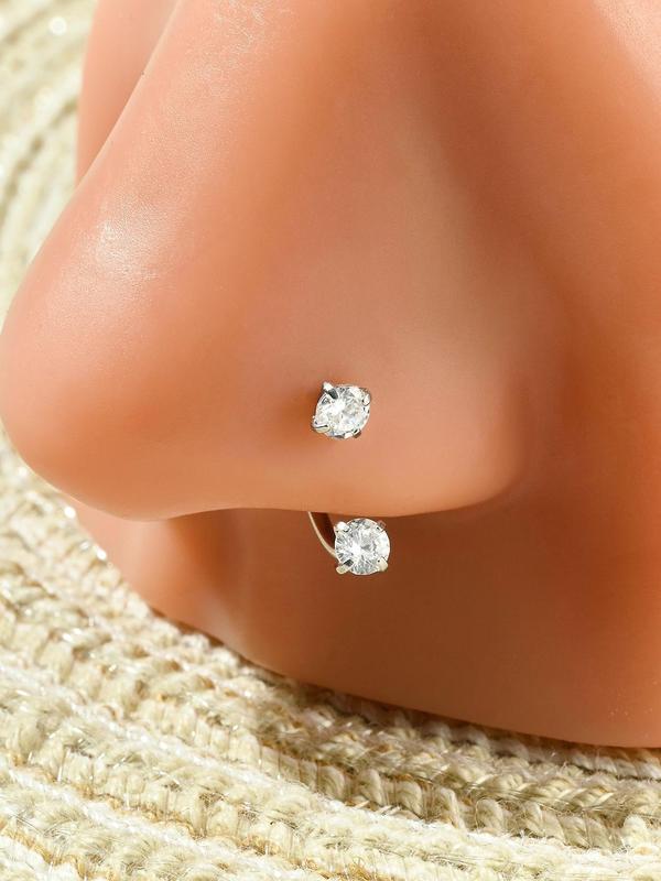 Stainless Steel Horseshoe Nose Ring, Cubic Zirconia U-Push Septum, 18g Cartilage Earring, Unisex Piercing Jewelry, Body Piercing Jewelry, Durable Hypoallergenic