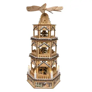 Kurt Adler 19.29" Battery Operated LED Lighted 3-Story Tower Windmill Table Piece