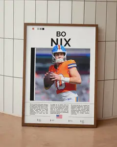 Bo Nix Poster, Sports Room Art, Football Print( Unframed-Print Only )