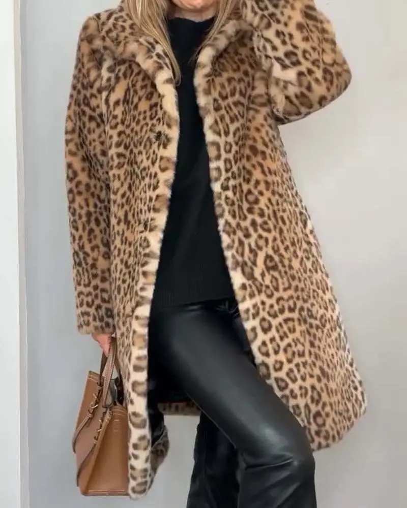 Leia Leopard Longline Coat – Bold, Elegant Women's Outerwear, Athleisure, Animal Print, Full Sleeves, Bold Statement Coat, Essential, Leopard Print, Longsleeves, Transitional, Statement Look, Lightweight Fabric