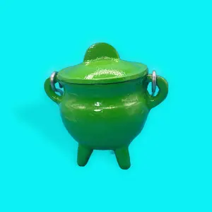 Cast Iron Cauldron Green 3 inch high