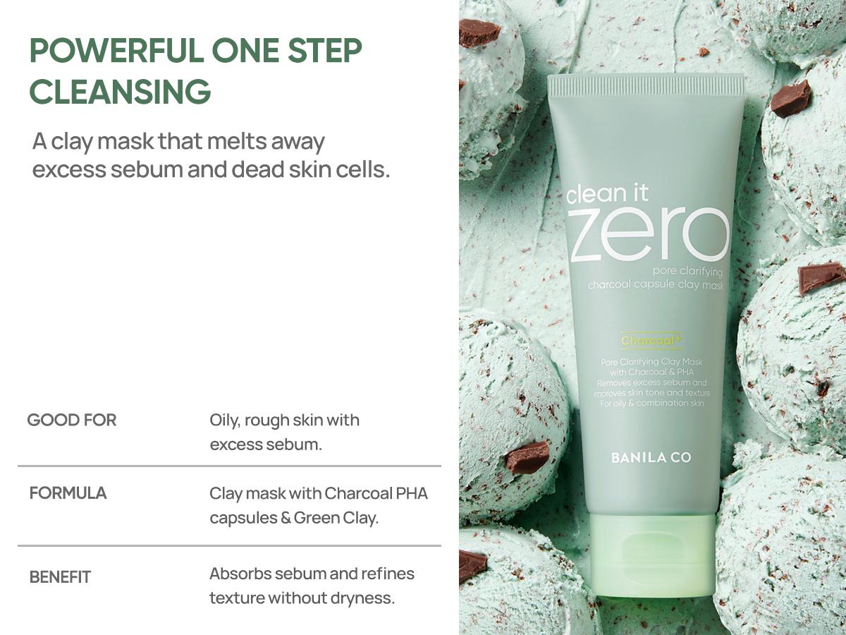 Banila Co Clean It Zero Charcoal Capsule Pore Polish Mask | Gentle Exfoliating Facial Polish with Charcoal PHA Capsules & Green Clay | Korean Skincare for Oily & Sensitive Skin