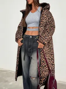 Women's Leopard Print Long Coat Jackets, Warm Comfortable Casual Fashion, Vintage Style for City Youth Travel Outdoor Daily Wear
