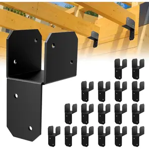 8 Pcs Black Joist Anchor Connector, Post Caps Tie Bracket for 2"x 4", Steel Mounting Joist Hanger Brackets, Truss to Beam Connector Roof Tie Header Hanger for Supporting Beams Rafters