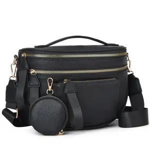 Spacious Checkered PU Leather Crossbody Bag Bum Bag Checkered Handbags Wallets for Women