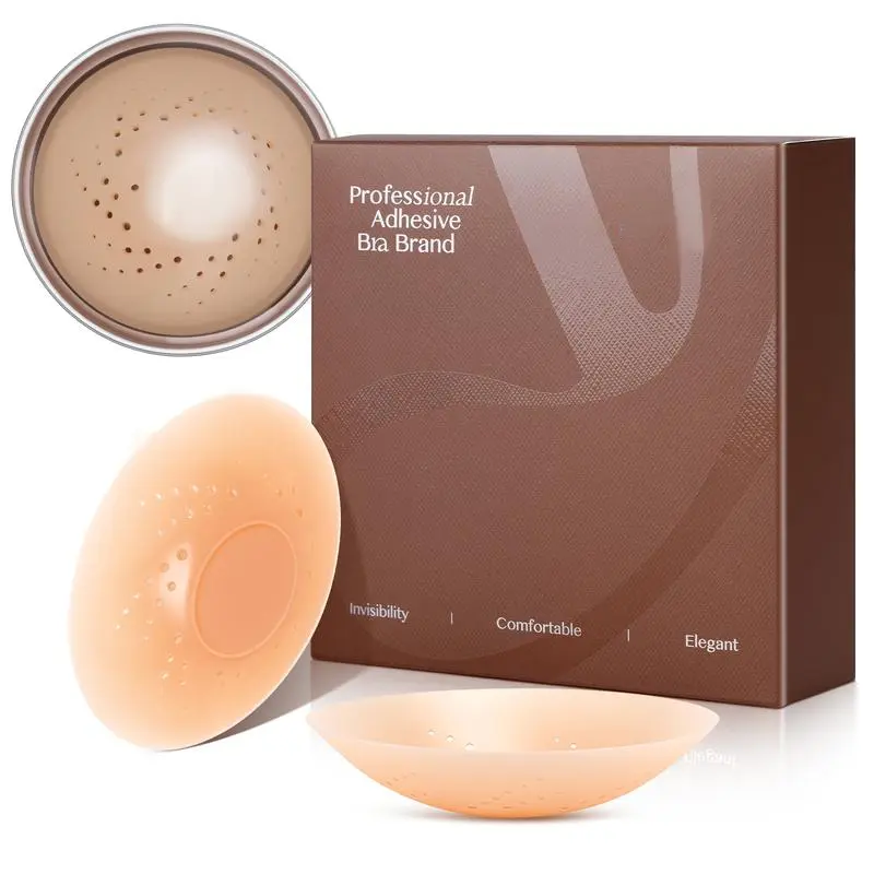 Invisible bra, thin and breathable, non-toxic medical-grade silicone nipple covers, skin-friendly material, washable and reusable, providing invisible coverage.
