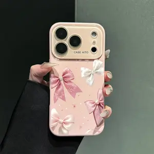Bow Phone Case, Elegant Style, for compatible with iPhone 17/17pro/17promax/17Air/iphone16/16pro/16plus/16promax/15/15promax/15pro/12/13/14promax/12mini/13mini/12pro/12promax/13pro/13promax/14pro/14promax, Cute Bows and Pearls Present, F