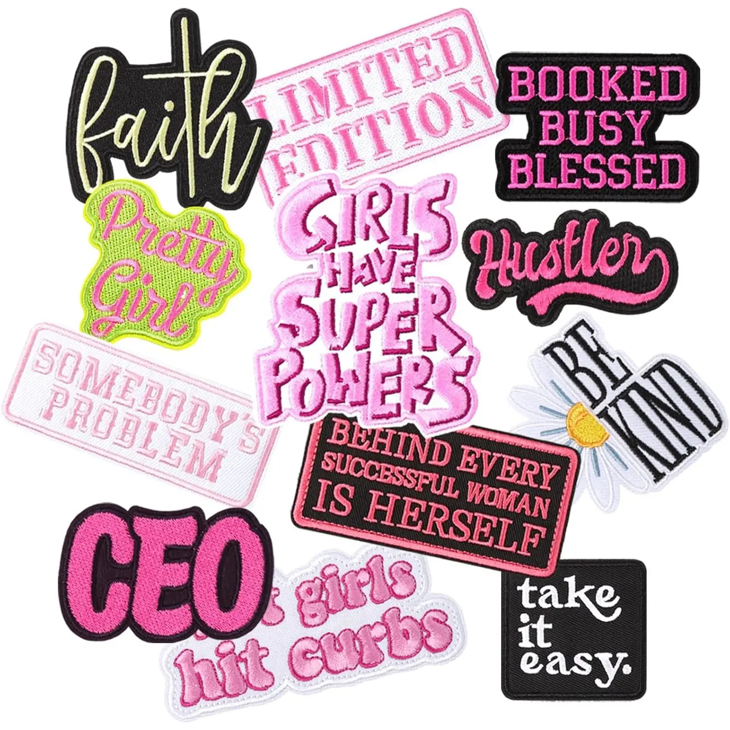 12 count Phrase Iron On Patches for Hats Assorted Styles Fashion Embroidered Appliques Patches Trucker Hat Patches DIY Sew on Patch for Jackets Backpacks Shoes Hats Bags Clothing DIY Accessories,sohochic