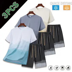 Men’s summer ice silk set — lightweight, breathable, quick-drying cooling tracksuit