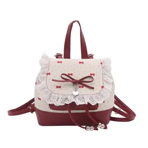 Korean Style Fashion Lace Trim Backpack, Cute Aesthetic Small Handbag, Casual 2026 New Arrival For Women Girls, Daily Use Mini Shoulder Bag With Delicate Lace Details