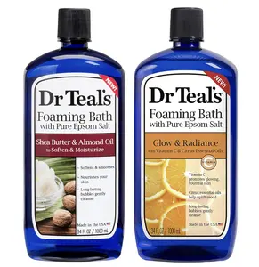 Dr Teal's Foaming Bath Combo Pack (68 fl oz Total), Moisturizing Shea Butter & Almond Oil, and Glow & Radiance with Vitamin C and Citrus Essential Oils