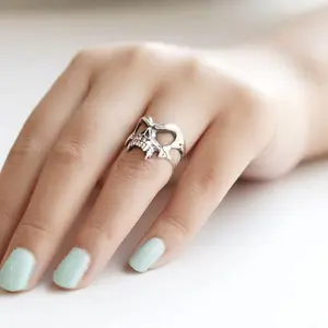Alloy Skull Ring, Dark Gothic Adjustable Open Ring for Men white goldring morganite  engagement