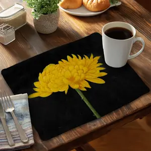 360 stand Stylish Yellow Chrysanthemum Botanical Braided Placemat with Coasters, 14x18 in., Kitchen Tableware for Home Decor (CBPM1418YBSV11) - Coasters Home Decor, Household Placemat
