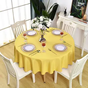 Yellow Round Tablecloth Waterproof Stain Resistant Wrinkle Free Table Cloth 210GSM Polyester Washable Wipeable Circle Table Cover for Party, Banquet, Wedding, Indoor and Outdoor