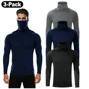 Men's 3-Piece Sun Protection Compression Sportswear Set with Face Mask for Running, Workout & Fitness