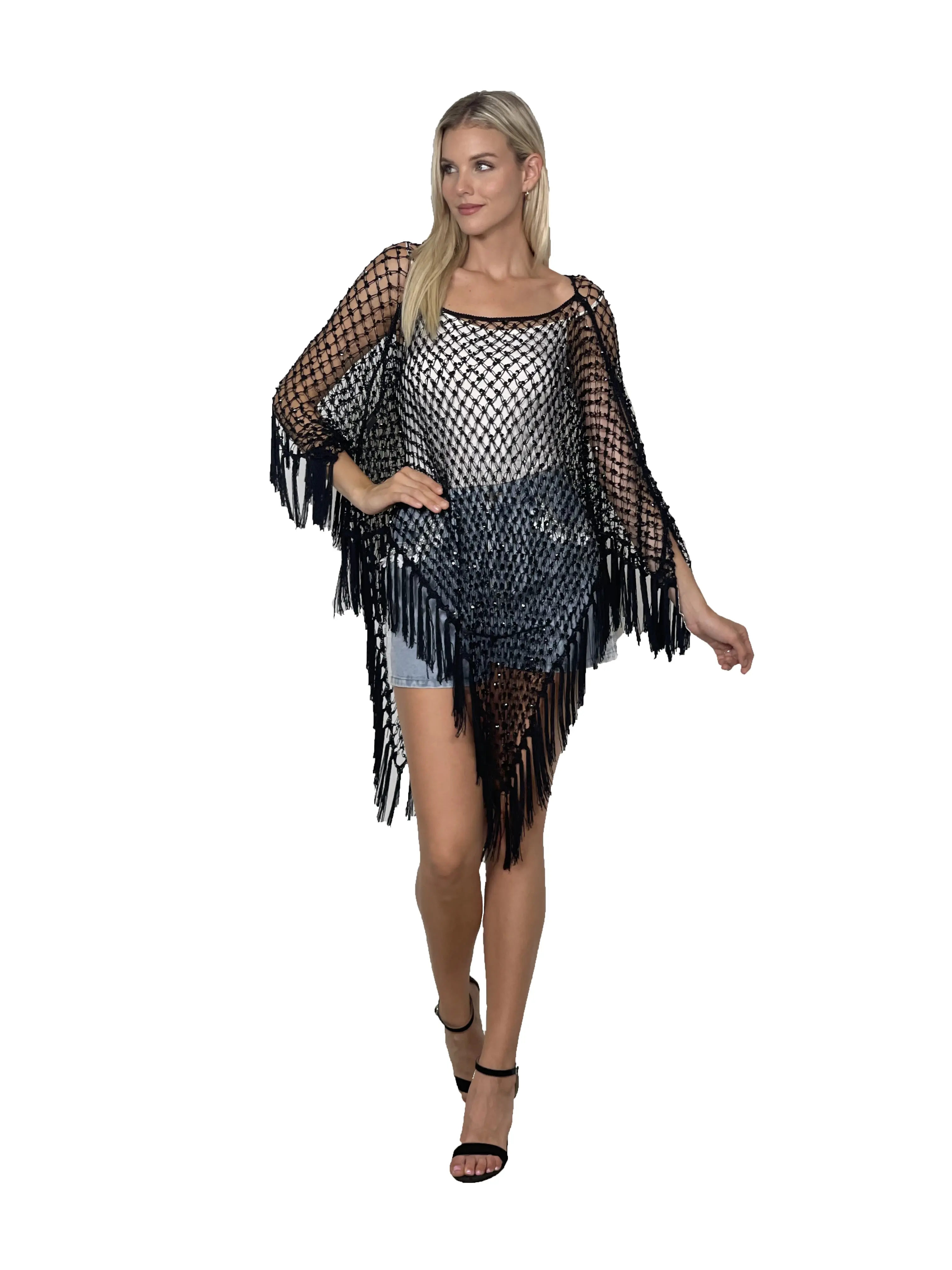 Aris A Beaded Crochet Poncho
