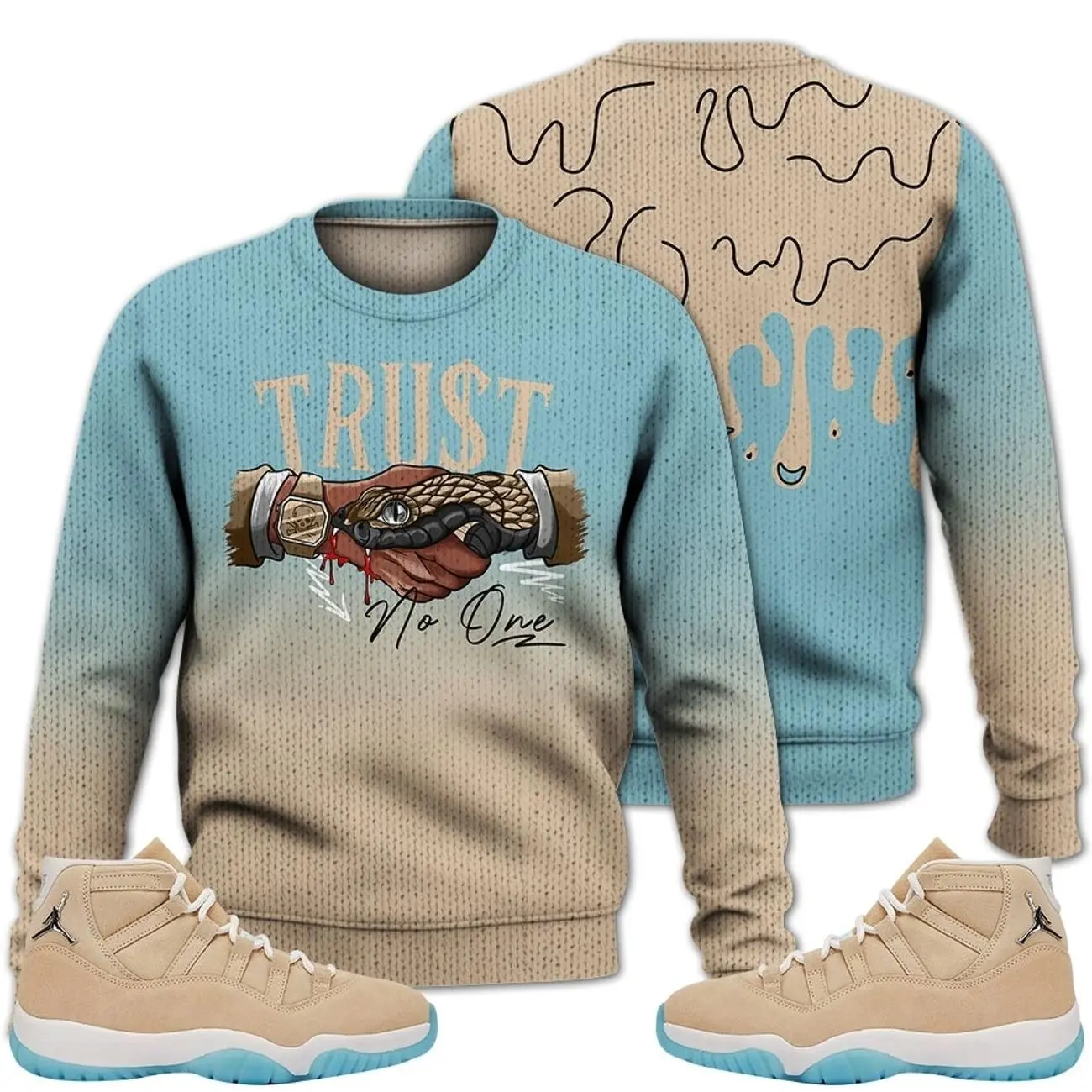 11 H-Town Ugly Sweater, Retro H Town 11s Outfits Shirt, Snake Trust No Drip Streetwear Unisex Sneaker Matching Shirts