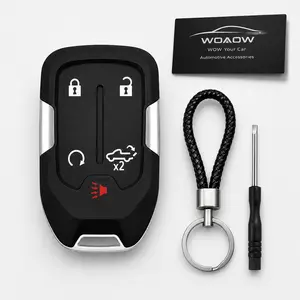 Key Fob Shell Case Replacement for Chevy Silverado 1500 2500HD 3500HD 2019 2020 2021 2022, GMC Sierra 1500 2500HD 3500HD 5 Button Keyless Entry Remote Smart Key Cover