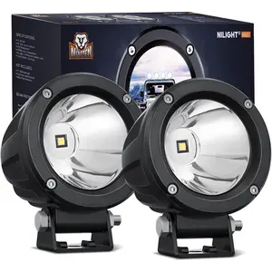 Nilight Adjustable 2PCS 3-Inch Round Spot LED Pods, 1065LM Spotlight with Built-in EMC, Waterproof Offroad Driving/Auxiliary Lights for Motorbike, SUV, High Lumen Automotive Work Lights