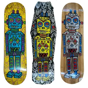 Carve Forever! Robot Woodcut Skateboard Deck