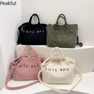Hot-selling women's bags, popular versatile suede canvas bags, alphabet handbags, casual design, large-capacity tote bags for women
