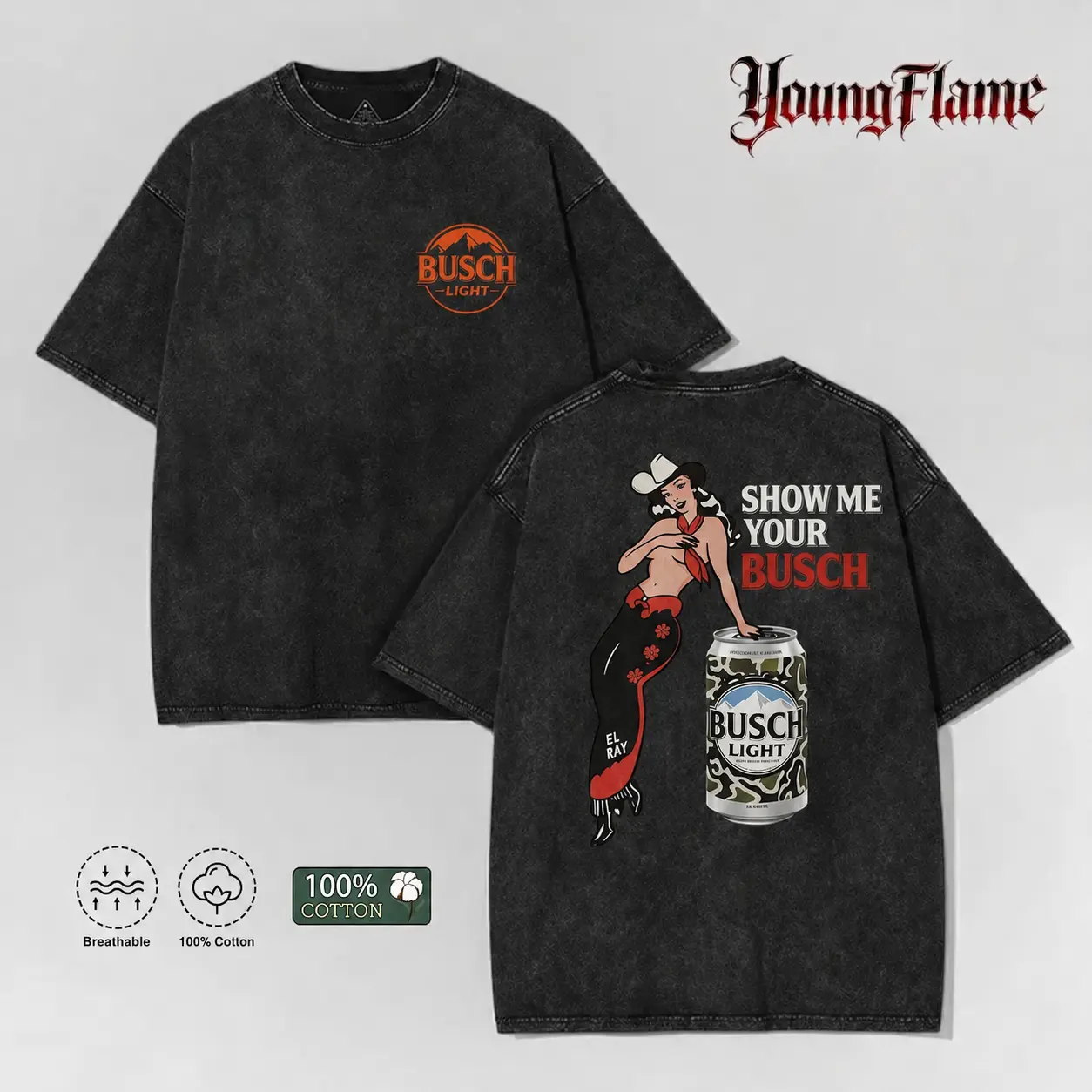 100% Cotton Pin Up Cowgirl Drinking Graphic Tee Y2K Dive Bar Aesthetic Summer Streetwear Washed Black Top Funny gifts for him unisex casual streetwear tee trendy short sleeve top acid wash clothes loose fit casual shirt