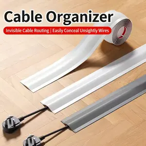 PVC Soft Wire Slot Cable Protector Self-Adhesive Floor Hidden Press Line Groove, 1/3pcs New Design, Ground Visible Line Concealment