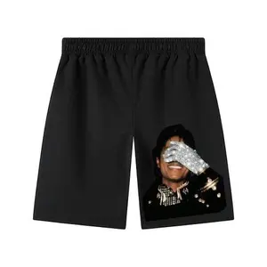 Michael Jackson Bad Era Sparkle Glove Graphic Shorts - Iconic Pop King Loose Casual Summer Shorts for Men/Women