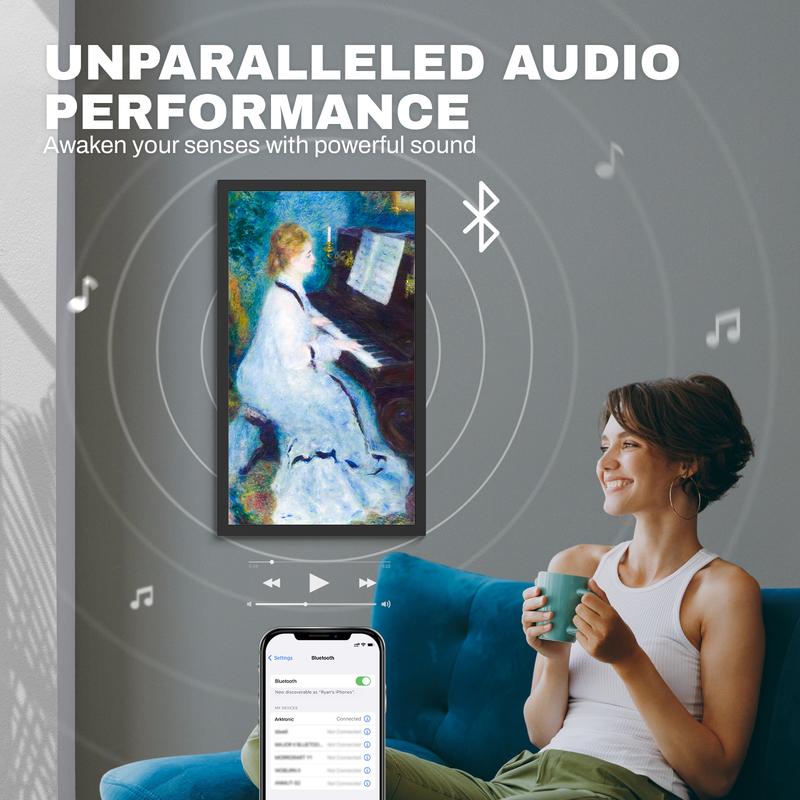 Arktronic Large Digital Picture Frame 27 inch 1920x1080 FHD IPS WiFi with Remote 64GB Storage Auto-Rotate Share via Apps Email USB Micro SD Black