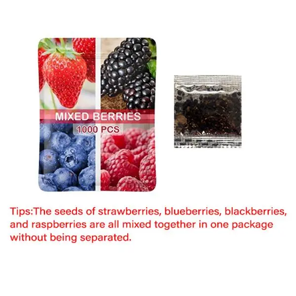 1000 Pcs Organic Mixed Berries Seed Varieties Packet - Raspberry, Blueberry, Complete Assortment, Nutritious High-Quality Seeds for Planting in Home Gardens, Organic Seed Varieties