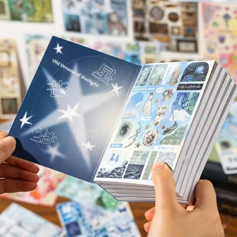 Starry Old Dreams Pre-Cut Decorative Sticker Book - 30 Matte Pages, Glitter Film, Stickers for Adults, Artistic Colorful Dainty Mini Scene Labels, DIY Craft Supplies, Scrapbooking & Office Stationery Decor, Artistic Labels & Stickers