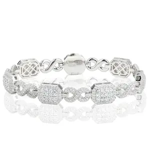 【#B356】Infinity Halo Bracelet UCCIYO Sparkling Synthetic Moissanite Chain Bracelet S925 Sterling Silver