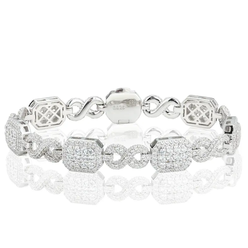 Infinity Halo Bracelet UCCIYO Sparkling Synthetic Moissanite Chain Bracelet S925 Sterling Silver【#B356】