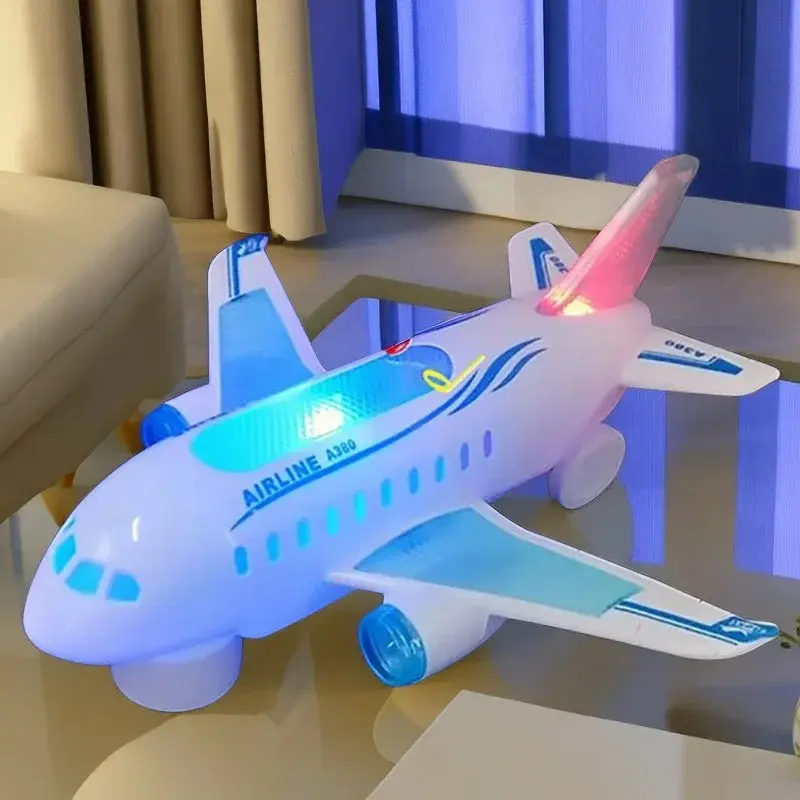 Children Electronic Aeroplane Toy with Music Autopilot Rotation Flash Sound Plane Educational Toy Christmas Gift for Kids