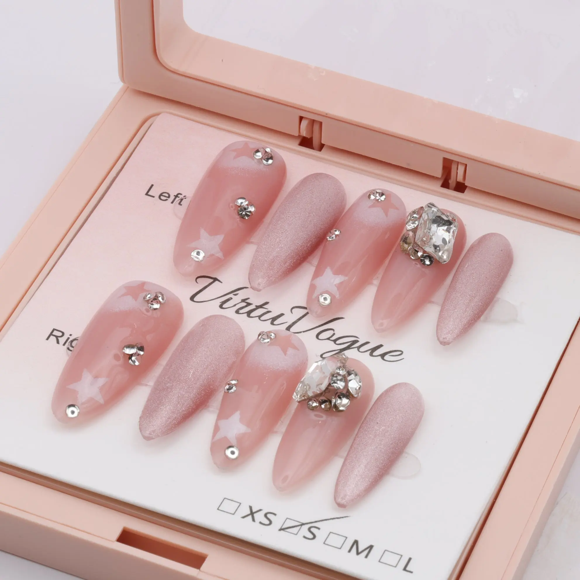 Stardust Charm Press-On Nails – Handcrafted, Reusable, Long-Lasting, Salon Quality Design + Free Application Toolkit