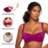 HSIA Starry Night 4mm Lightly Padded Plus Size Lifting Support Add 0.5-1 Cup Size Balconette Bra Underwire Glass Shimmer Fabric U Shaped Back Smoothing Wider Padded Straps Sexy Demi Low Cut Natural Push Up for Big Bust Women Daily Lingerie