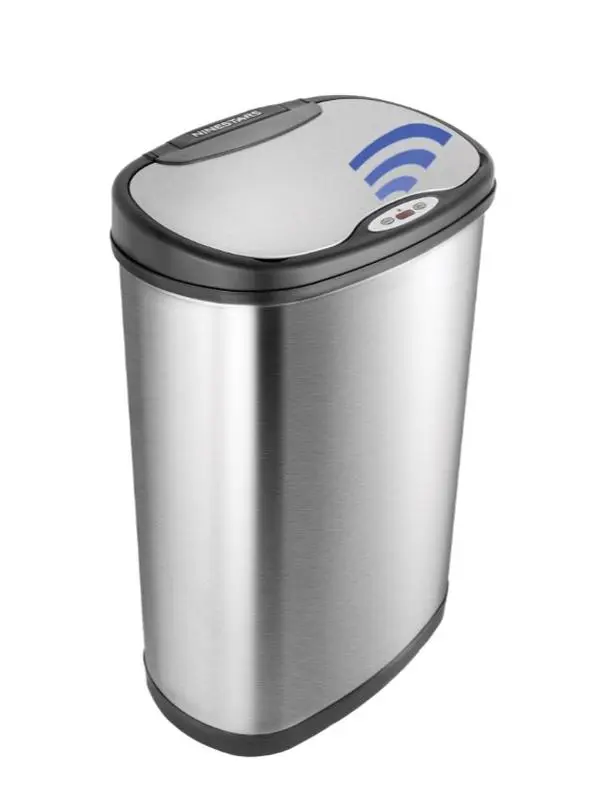 9 Stars 13.2 Gal Stainless Steel Automatic Motion Sensor Hands-Free Soft-Close Lid Kitchen Trash Can, Silver