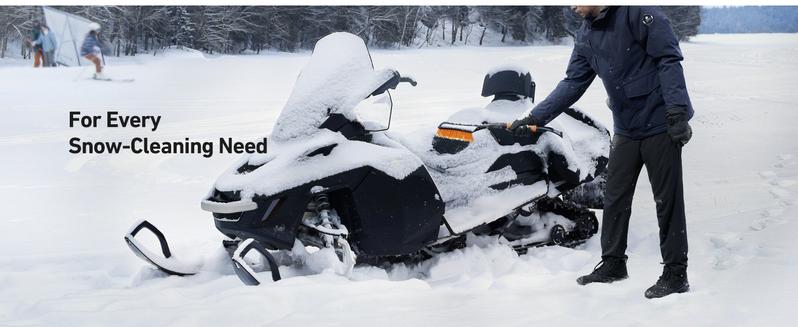 AstroAI 27" Snow Brush and Detachable Ice Scraper with Ergonomic Foam Grip for Cars, Trucks, SUVs (Heavy Duty ABS, PVC Brush, Orange)