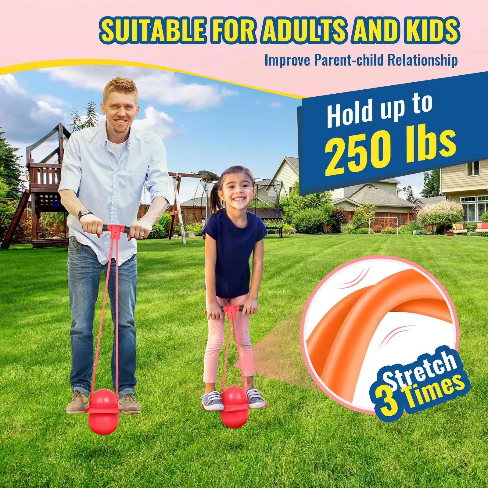Pogo Trick Ball for Kids with Handle, Trick Bounce Board for Boys and Girl, Up to 180 lbs, Includes Pump,Easy to Carry Handle, Durable Plastic Deck,Indoor,Outdoor Toy Pogo Jumper summerwins