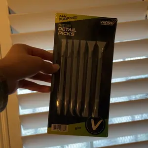 VIKING Car Detailing Pick Set for Car Detailing Kit, Safe Automotive Tool Set for Cleaning, Plastic Picks with 6 Cleaning Heads, Interior and Exterior Use, 6 Pack, Grey