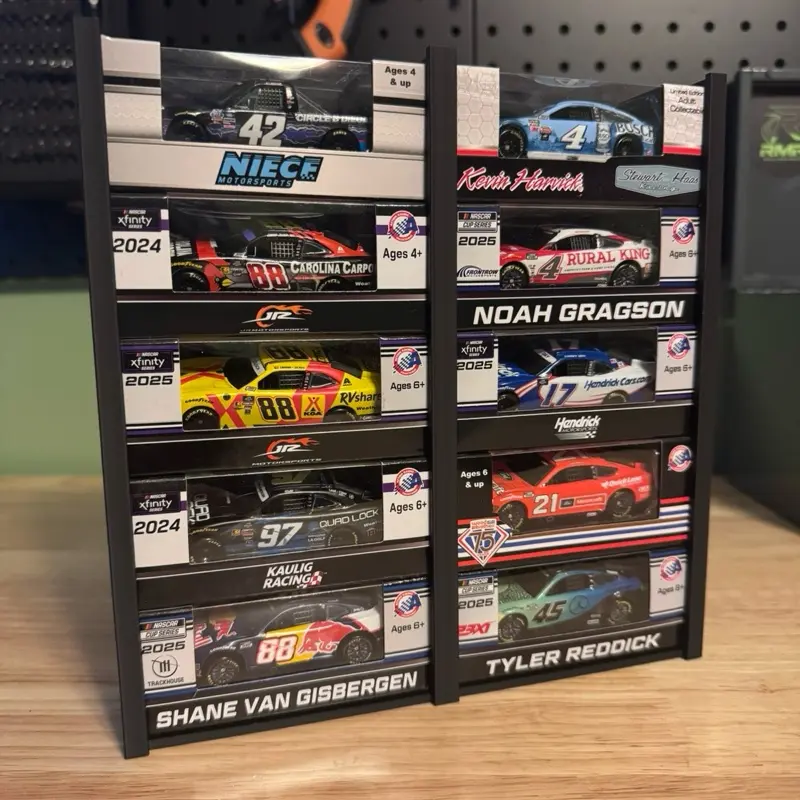 10 Car 1/64 Nascar Wall Mounted Display